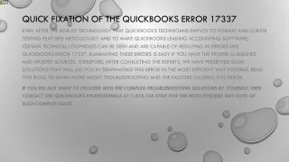 quick fixation of the quickbooks error 17337