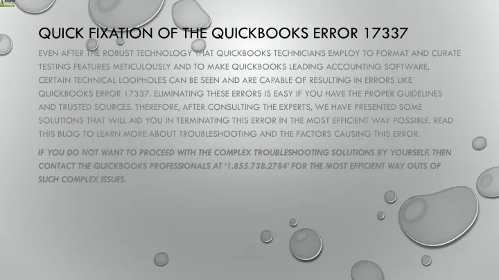 quick fixation of the quickbooks error 17337