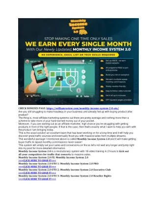 Monthly Income System 2.0 Review & Mega 1,600 Bonuses Value At $853,968