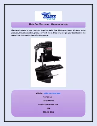 alpha one mercruiser claussmarine com