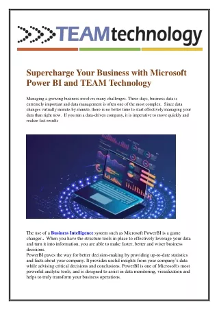 Supercharge Your Business with Microsoft Power BI and TEAM Technology