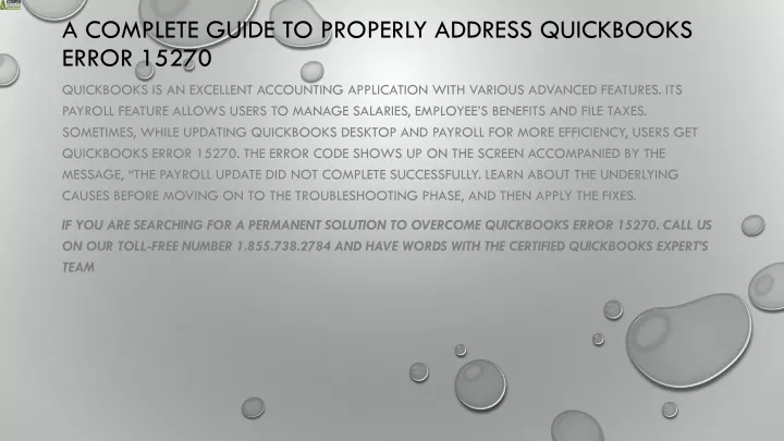 a complete guide to properly address quickbooks error 15270