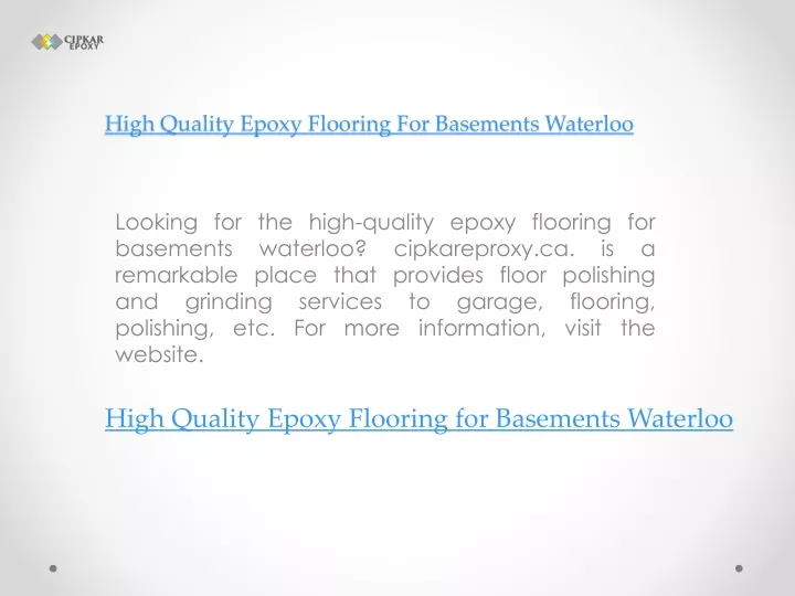 high quality epoxy flooring for basements waterloo