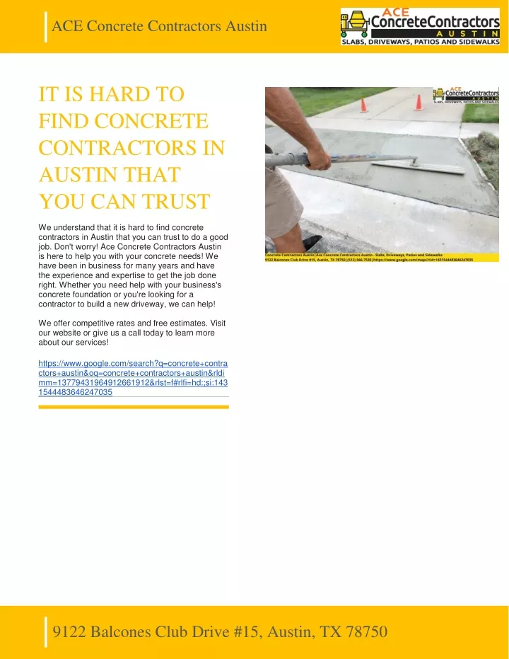 ace concrete contractors austin