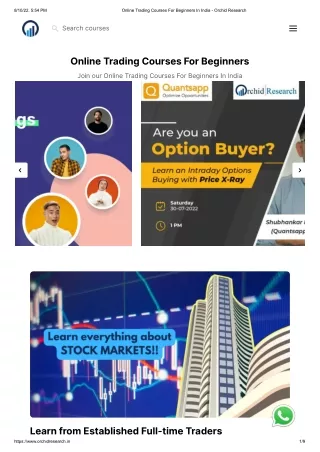 Online Trading Courses For Beginners In India - Orchid Research