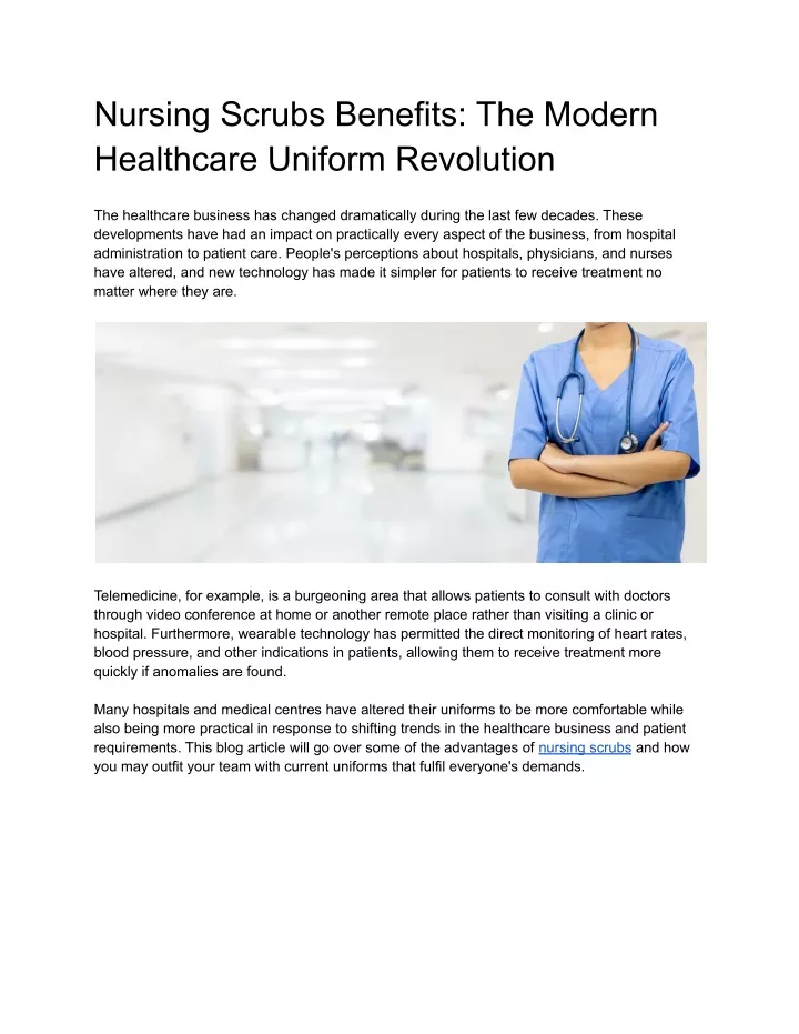 nursing scrubs benefits the modern healthcare