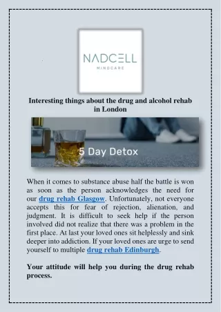 Interesting things about the drug and alcohol rehab in London