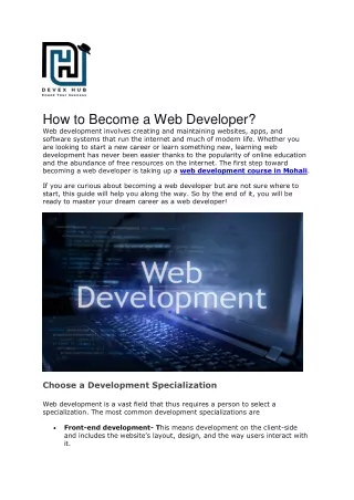 how to become a web developer web development