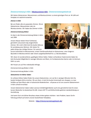 zimmervermietung in k ln monteurzimmer