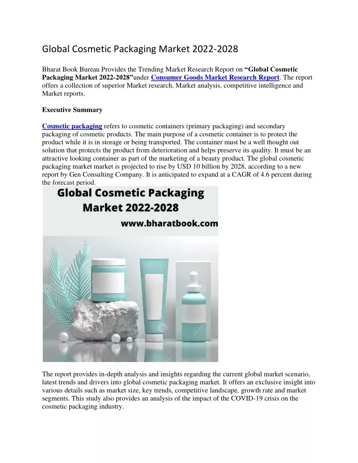 global cosmetic packaging market 2022 2028