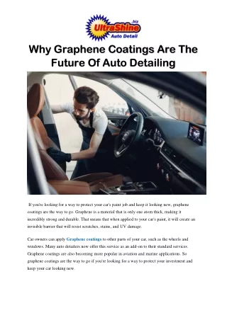 Why Graphene Coatings Are The Future Of Auto Detailing