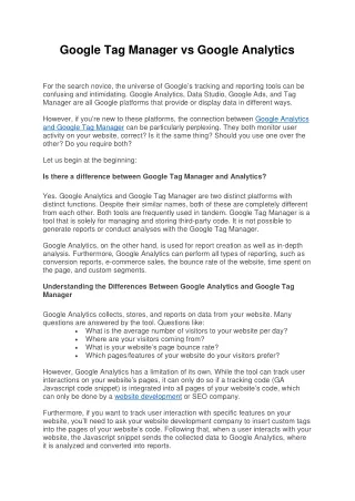 google tag manager vs google analytics