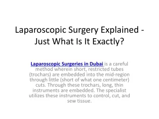 laparoscopic surgery explained just what is it exactly