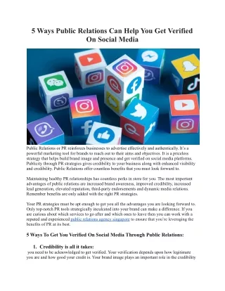 5 WAYS TO GET VERIFIED ON SOCIAL MEDIA WITH THE HELP OF PUBLIC RELATIONS