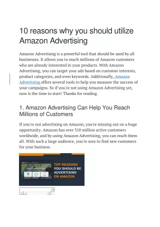 10 reasons why you should utilize Amazon Advertising