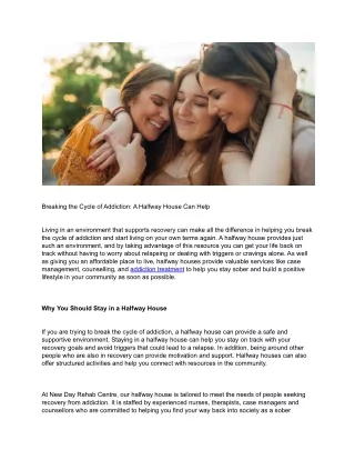 breaking the cycle of addiction a halfway house