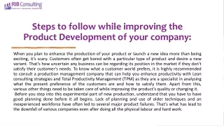 Steps to follow while improving the Production Development of your company