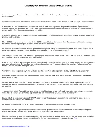 Tudo sobre dicas de ficar bonita