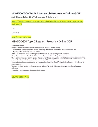his 450 o500 topic 2 research proposal online