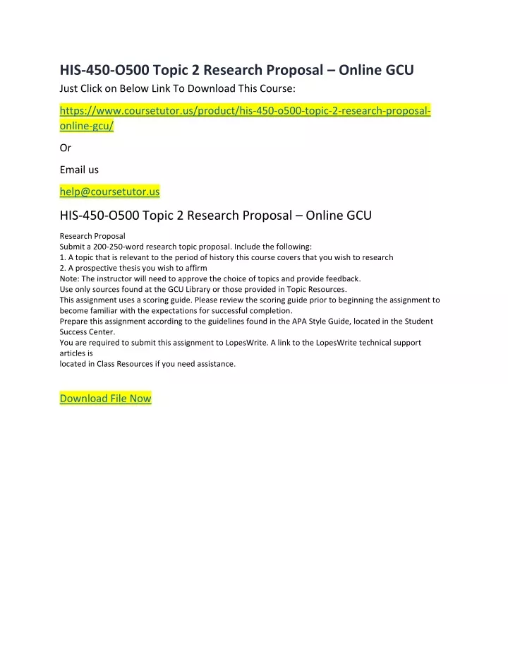 his 450 o500 topic 2 research proposal online
