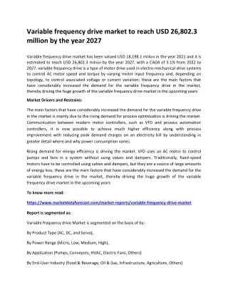 variable frequency drive market to reach