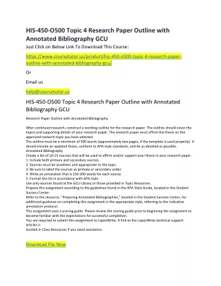 his 450 o500 topic 4 research paper outline with