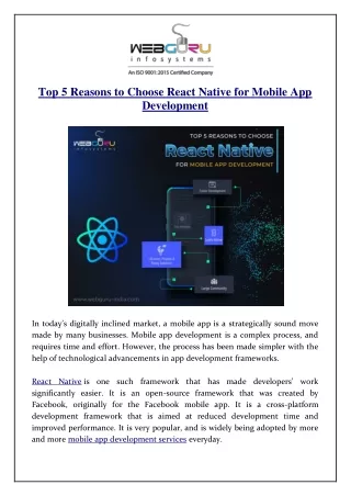 top 5 reasons to choose react native for mobile