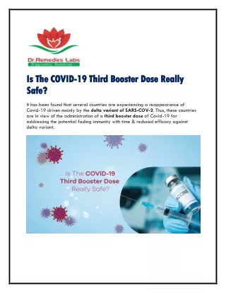 Is The COVID-19 Third Booster Dose Really Safe?