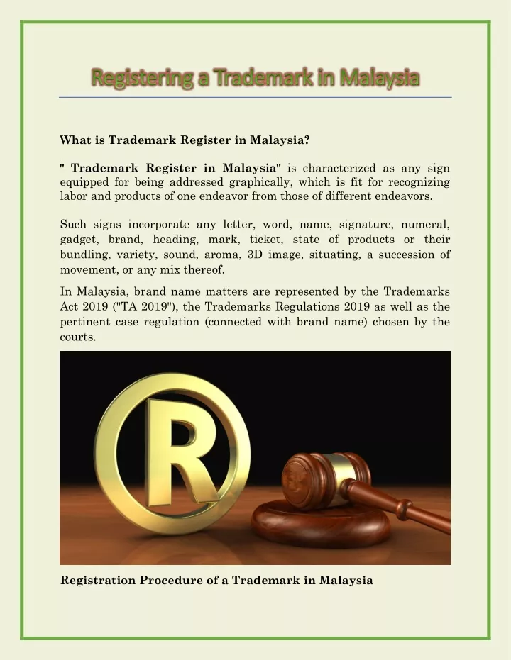 what is trademark register in malaysia trademark