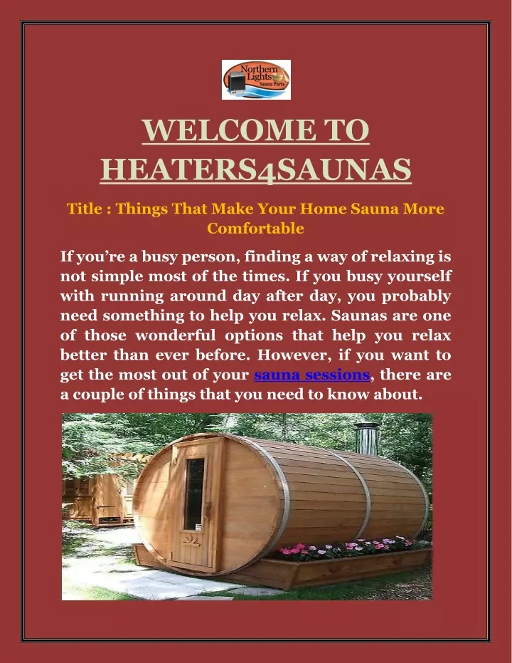 welcome to heaters4saunas