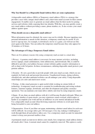 Why You Should Use a Disposable Email Address Here are some Explanations