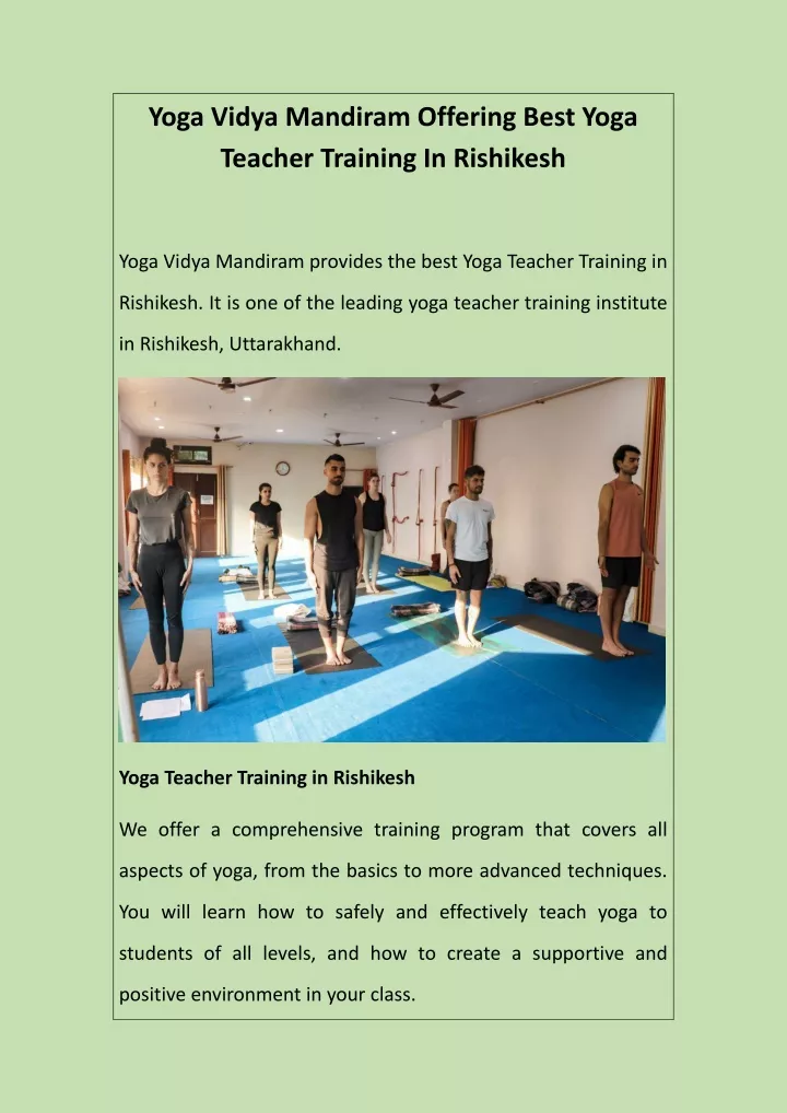 yoga vidya mandiram offering best yoga teacher