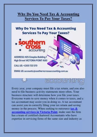 Why Do You Need Tax & Accounting Services To Pay Your Taxes?