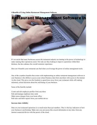 4 benefits of using online restaurant management