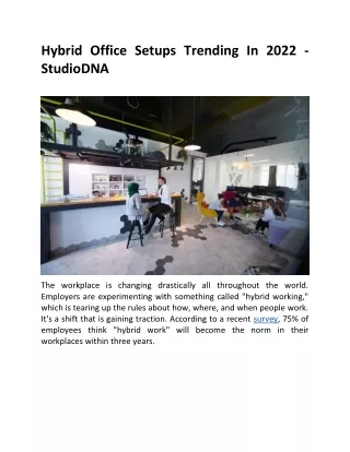 Hybrid Office Setups Trending In 2022 - Studio DNA