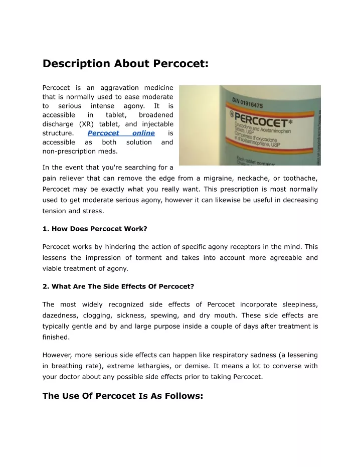 description about percocet