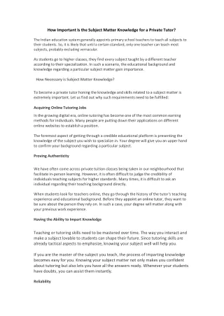 how important is the subject matter knowledge