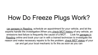 how do freeze plugs work
