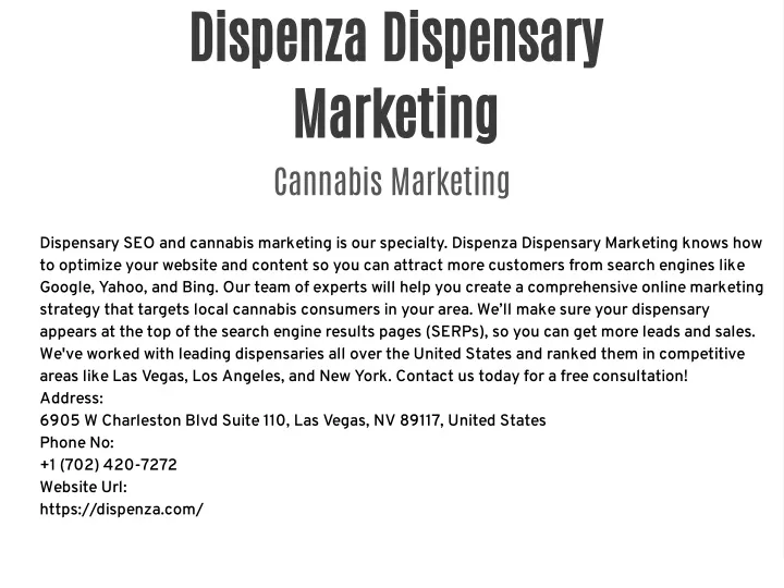 dispenza dispensary marketing cannabis marketing