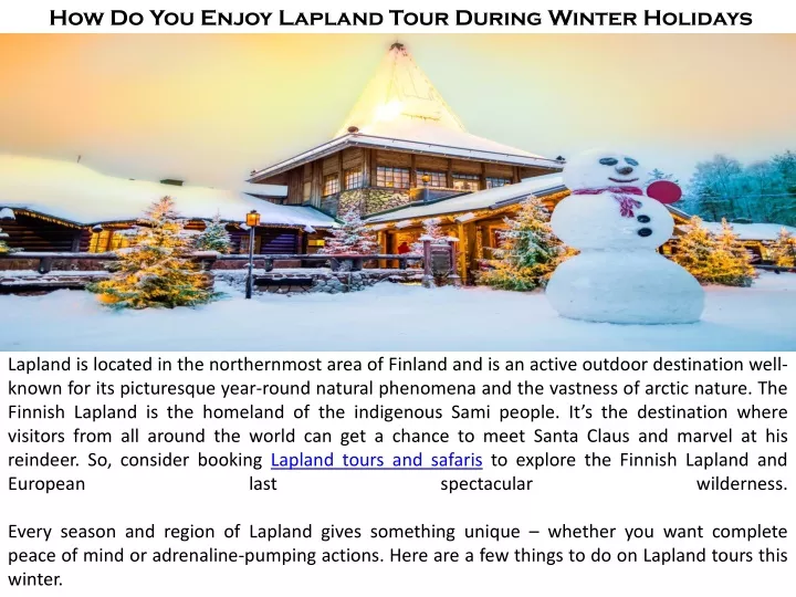 how do you enjoy lapland tour during winter