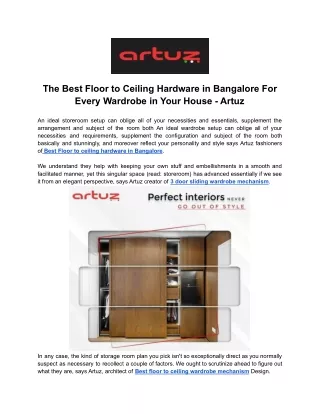 The Best Floor to Ceiling Hardware in Bangalore For Every Wardrobe in Your House - Artuz