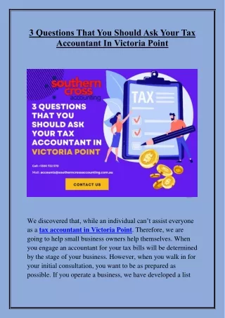 3 Questions That You Should Ask Your Tax Accountant In Victoria Point