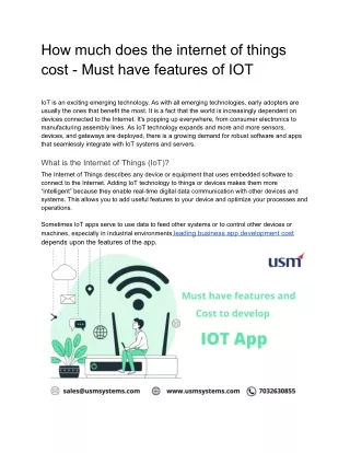how much does the internet of things cost must