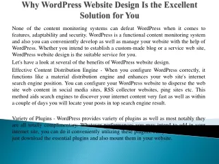 why wordpress website design is the excellent solution for you