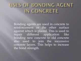 Uses of bonding agent in Concrete
