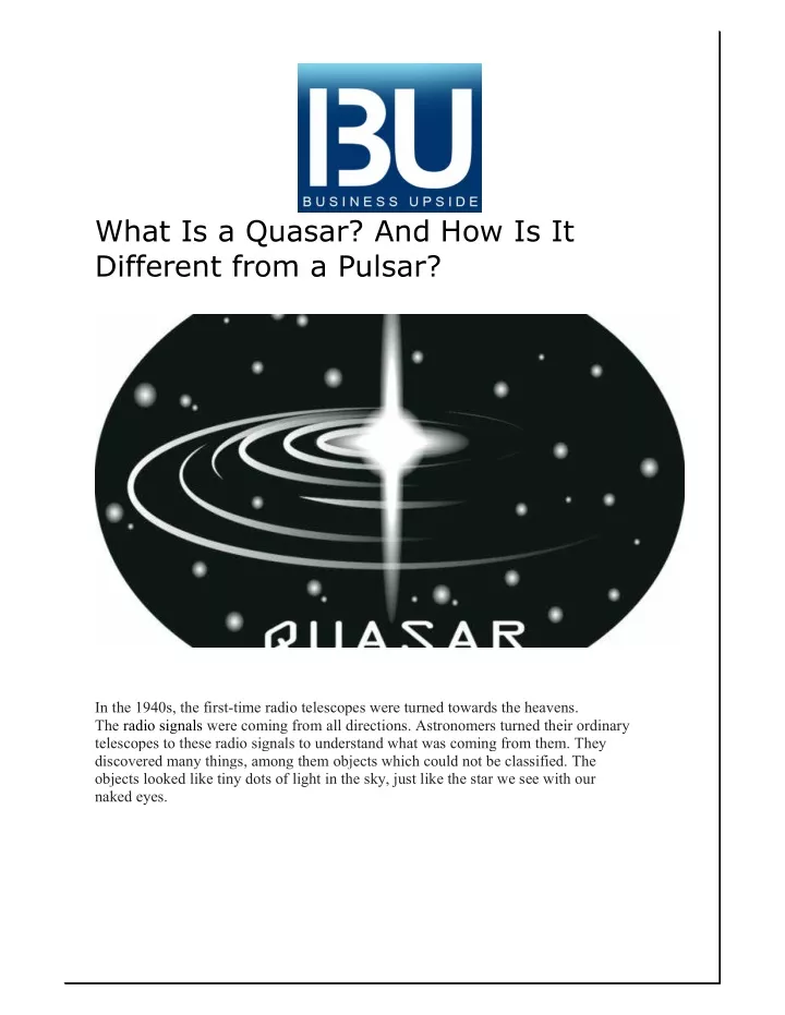 what is a quasar and how is it different from