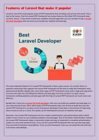 Features of Laravel that make it popular