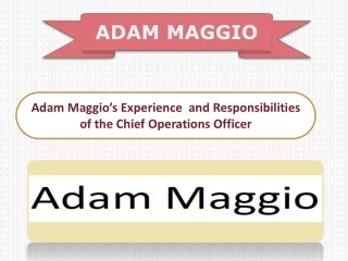Adam Maggio’s Experience  and Responsibilities of the Chief Operations Officer
