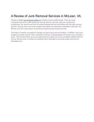 A Review of Junk Removal Services in McLean, VA