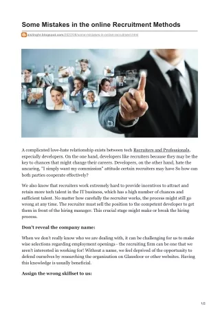 some mistakes in the online recruitment methods